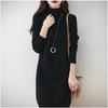 Women's Plus Size High Neck Knit Sweater Dress - Mid-Length, Loose Fit, Fashionable Style