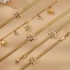 Exquisite 18k Gold-Plated Zircon Flower Jewelry Set: Stackable Stainless Steel Bracelet and Necklace.