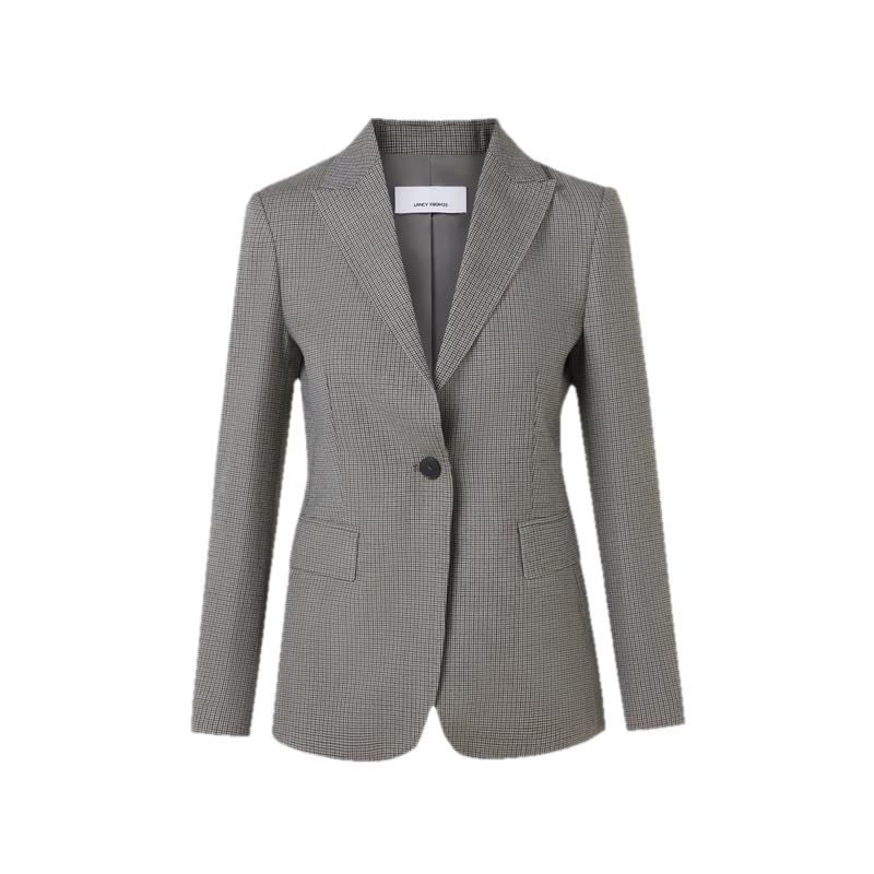 

Langzi Women s Wool Retro Plaid Slim-fit Suit Jacket S