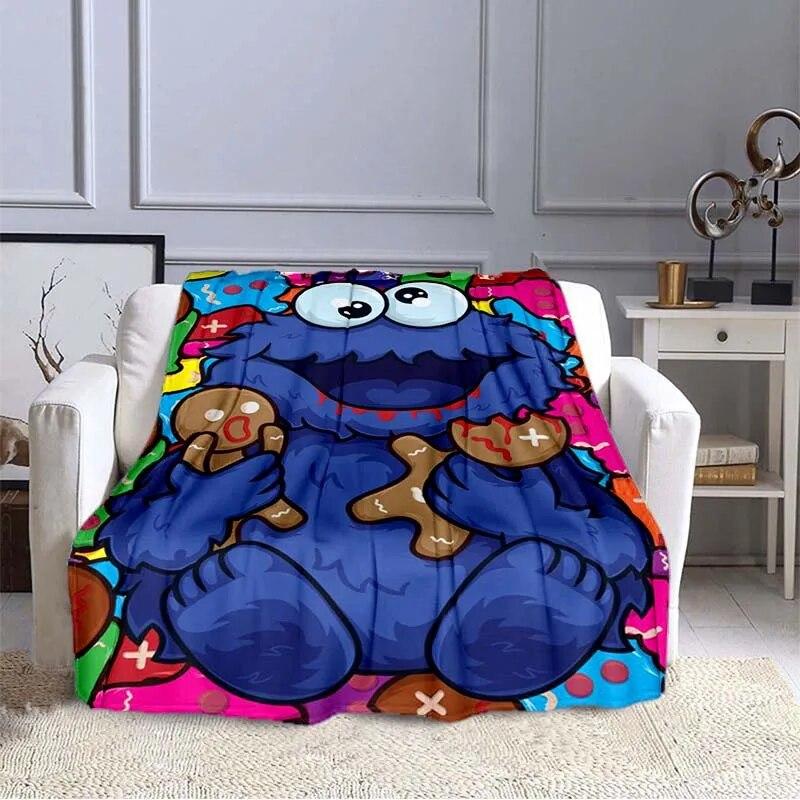 

TV Sesame Street Cookie Monster Cute Cartoon Blanket Sofa Cover Soft Hairy Blanket Flannel Comfortable Home Travel Throw Blanket