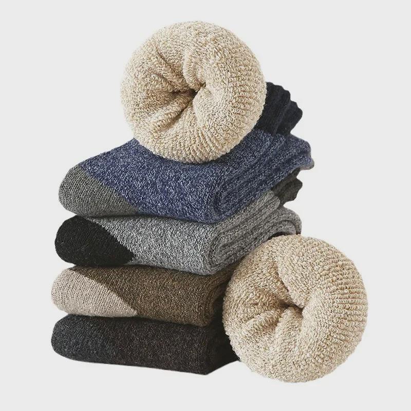 Herre Vinter Ull Kasjmir Mellomlange Sokker - Tykke, Varme og Plysj Terry Fløyel