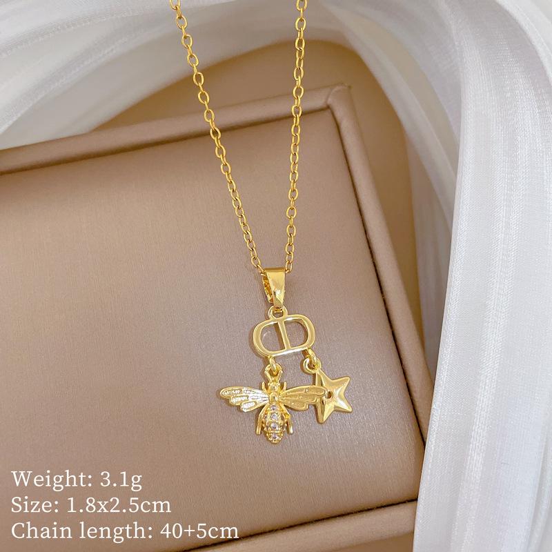 Kupfer-Mikro-Intarsien Leichter Luxus Mode Persönlichkeit Temperament Wunderschöne Voll-Diamant-Halskette Damen Vielseitige Schlüsselbein-Kette Titanstahl