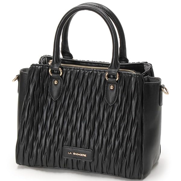 Labagagerie Random Pleated 2-Way Handbag B006004 Greige (26)