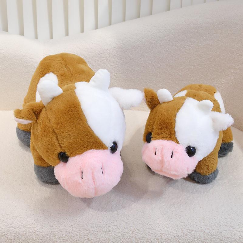Simulation Cow Plush Toy Kids Soothing Companion Animal Doll Pillow Doll Birthday Gift