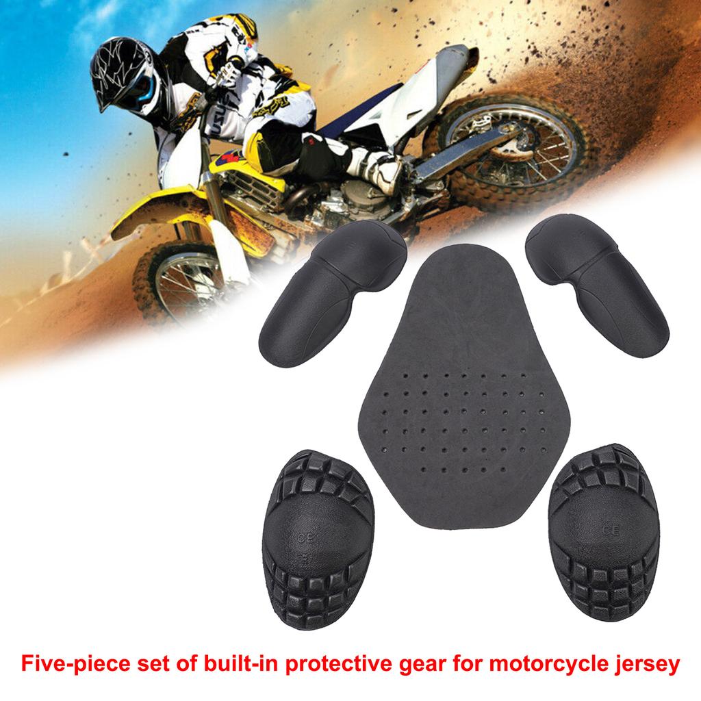 5Pcs Protective Motorcycle Riding Gear with EVA Shoulder Elbow and Back Inserts for Shock Absorption and Wear Resistance
