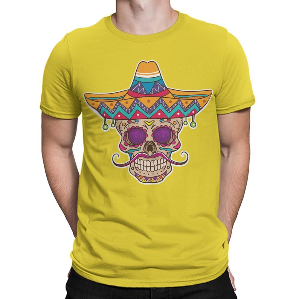 Colorful Sugar Skull Sombrero TShirt Day of the Dead Design Mens Friendly DOTD
