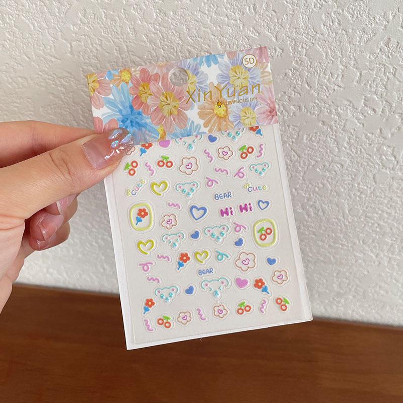 5D Embossed Cartoon Nail and Phone Stickers for Kids