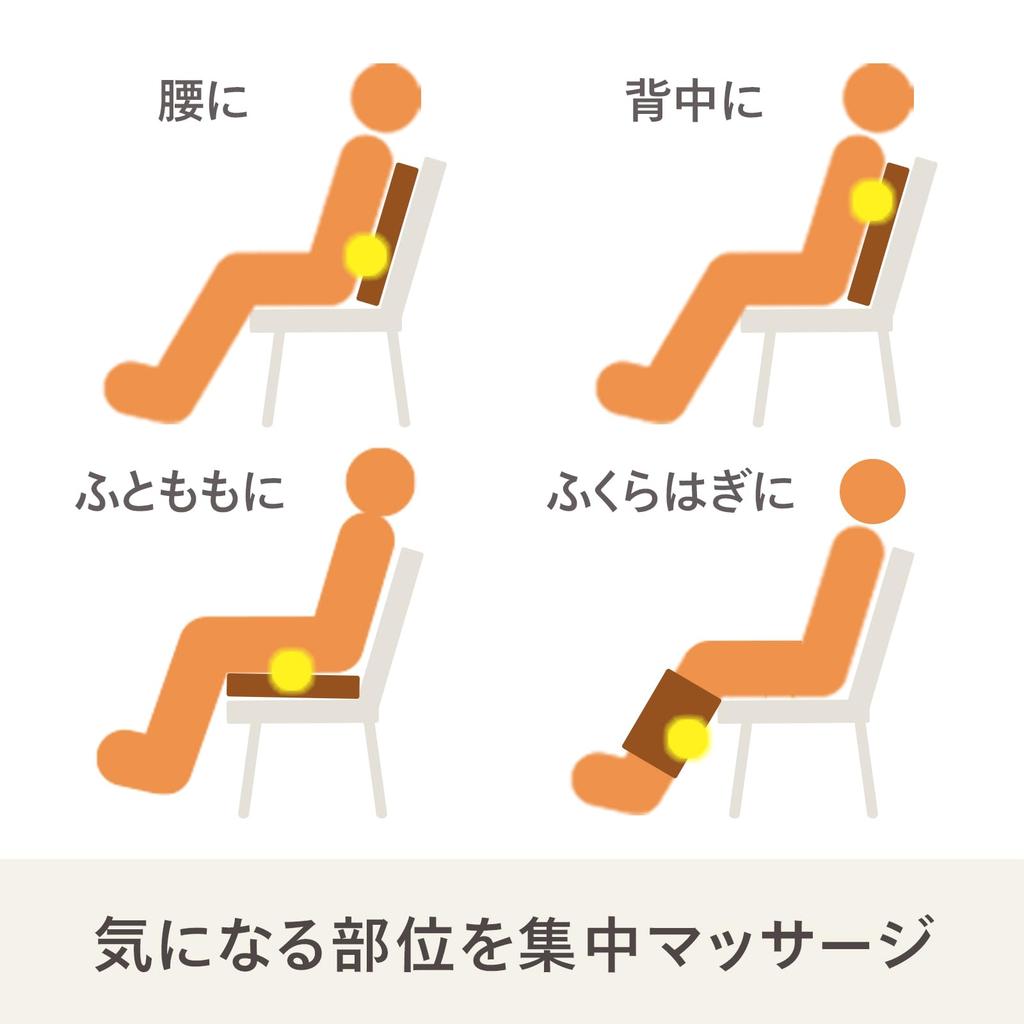 TWINBIRD Hot Seat Backrest Regulated Medical Massager, Cushion, Chair, Vibrating, 2-Level Adjustment, Lightweight, Device, Auto-Off Timer, Brown,