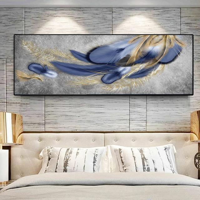Modern Abstract Golden Feather Butterfly Canvas Painting Posters and Prints Wall Art Pictures Living Room Home Decor No Frame