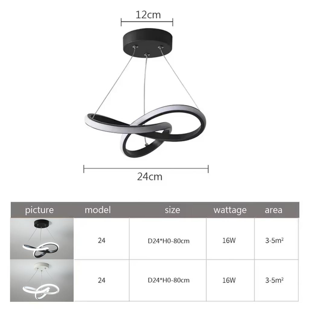 24cm Led Pendant Light Tricolor Nordic Linear Hanging Ceiling Bedroom Staircase Creative Lamp Lighting Black/White Modern Design
