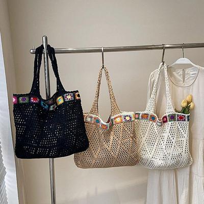 Summer Mesh Knitted Fashionable and Casual Beach Bag Travel Tote Commuter Bag Vacation Shopping Handbag Women Daily Use