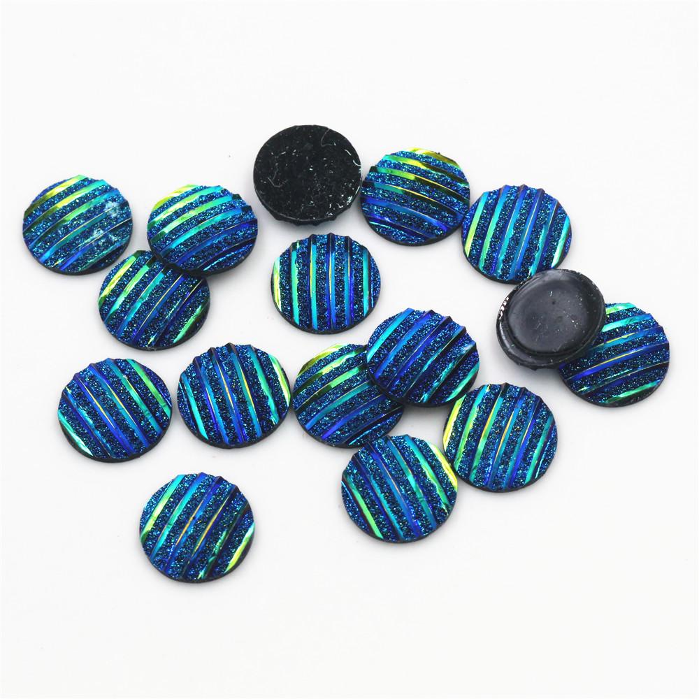 New Fashion 40pcs 12mm Mix Blue Colors Flower Style Flat back Resin Cabochons Cameo