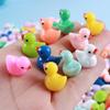100Pcs Mini Duck Figurine Luminous Miniature Cartoon Yellow Duck Ornament DIY Microlandscape Fairy Garden Animal Resin Statue Decoration