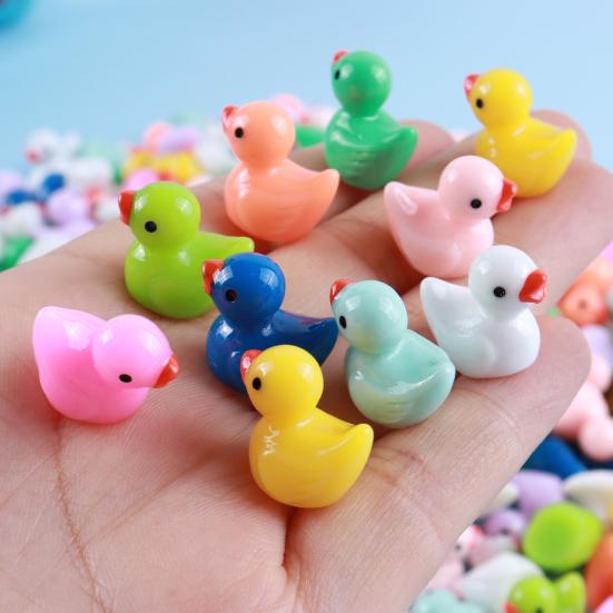 100Pcs Mini Duck Figurine Luminous Miniature Cartoon Yellow Duck Ornament DIY Microlandscape Fairy Garden Animal Resin Statue Decoration