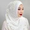 Solid Color Ramadan Hijab Elegant Head Wrap Cap Fashion Islamic Headscarf  Outdoor
