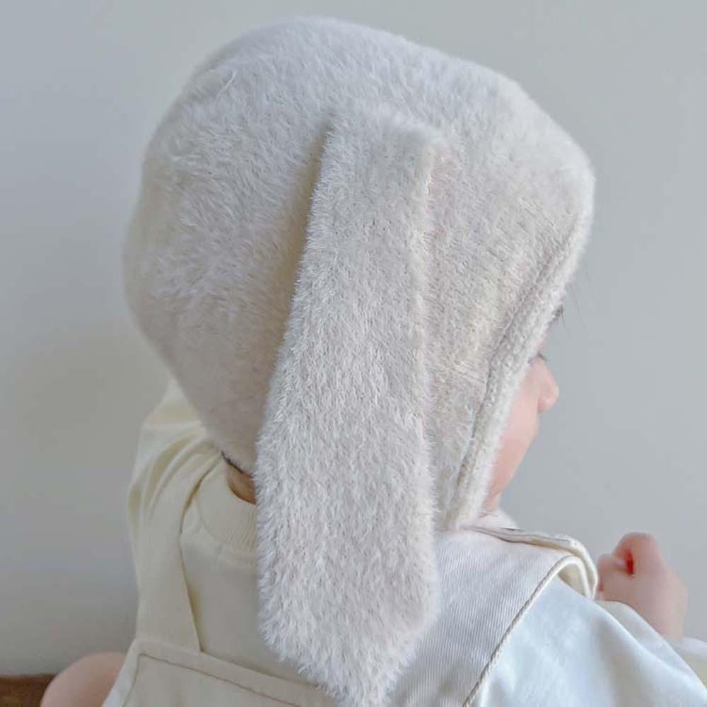 Solid Color Rabbit Ear Knitted Hat Trendy Kids Woolen Hat Fashion Brimless Beanie Cap  Warmer
