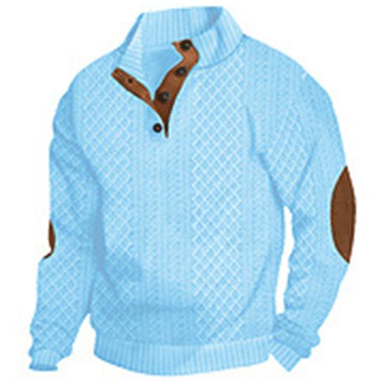 European and American Style Men's Spring Autumn Patchwork Stand Collar Sweatshirt Casual Knitted Long Sleeve Sweater