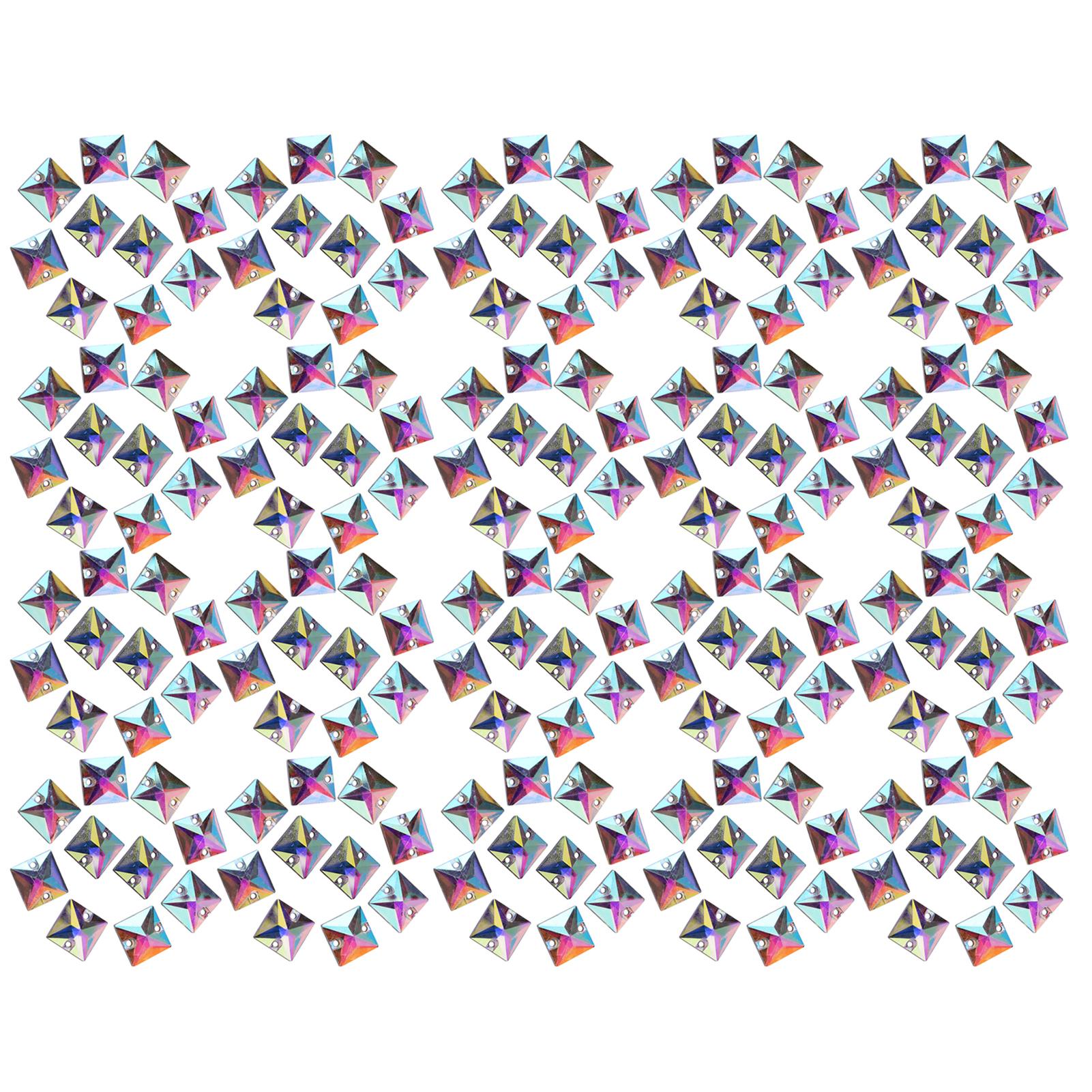 

Упаковка 200 шт. Плоскі смоляні швейні блискучі кристали з отвором для рукоділля AB color 10x10mm square