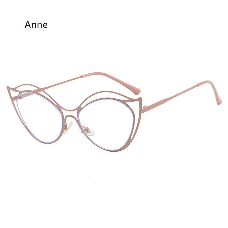 Fashion Women Metal Anti Blue Rays Glasses Cat Eye Computer Goggles Big Frame Eyeglasses Vision Care Blue Light Blocking Eyewear