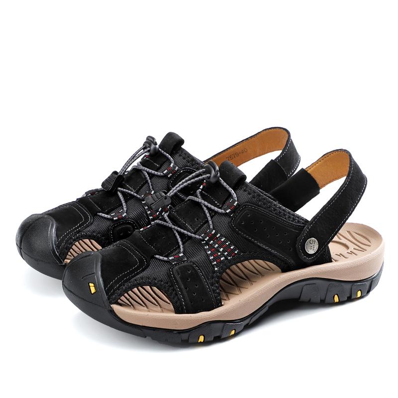 

38-47 Лето Роскошь Натуральная Кожа Мужские Сандалии Противоскользящие Головной Слой Коровья Кожа Теннис Masculino Дизайнерская Мужская Обувь Бесплатная Доставка 47 чёрный