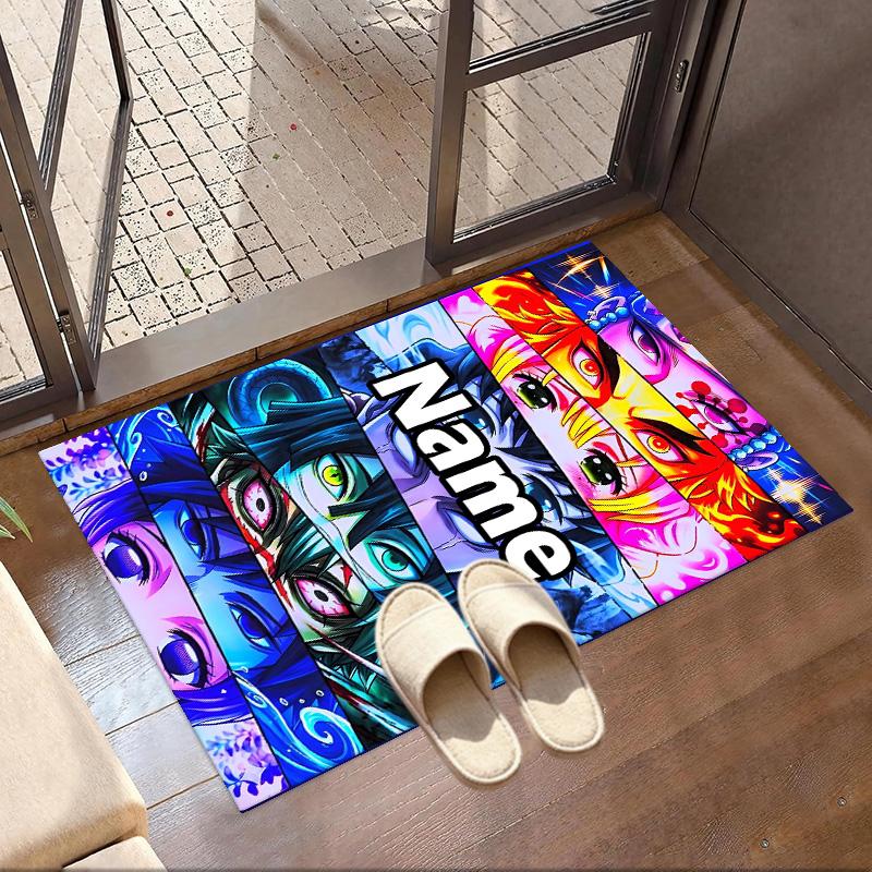 Custom Name Personalized Demon Slayer Print Carpet, Versatile Home Decor Rug, for Playroom, Apartment, Balcony, Entryway, Hallway Gift