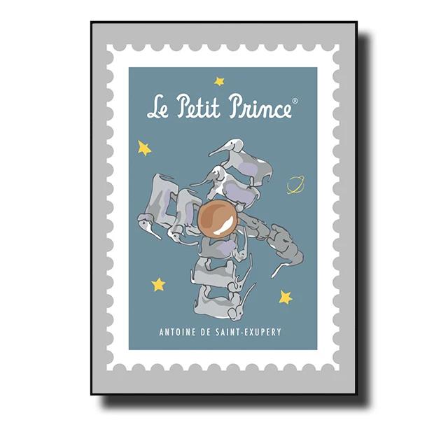 The Little Prince Fox Fairy Tale Posters and Prints Cartoon Stamp Wall Art Canvas Painting Picture for Kids Room Home Decor