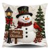 3D Christmas Snow Scene Pillow Cover With Wooden Cabin Red Truck Snowman Wreath Short Plush Square Decorative Cushion Case
