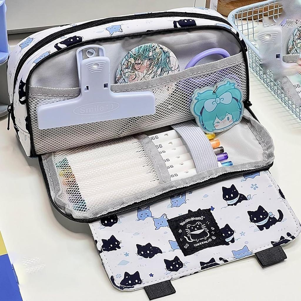 Animal Cat Big Pencil Case - Stationery Bag, Cosmetic Bag, Office Supplies Pen Bag, Aesthetic Pencil Pouch, Makeup Pouch for Women