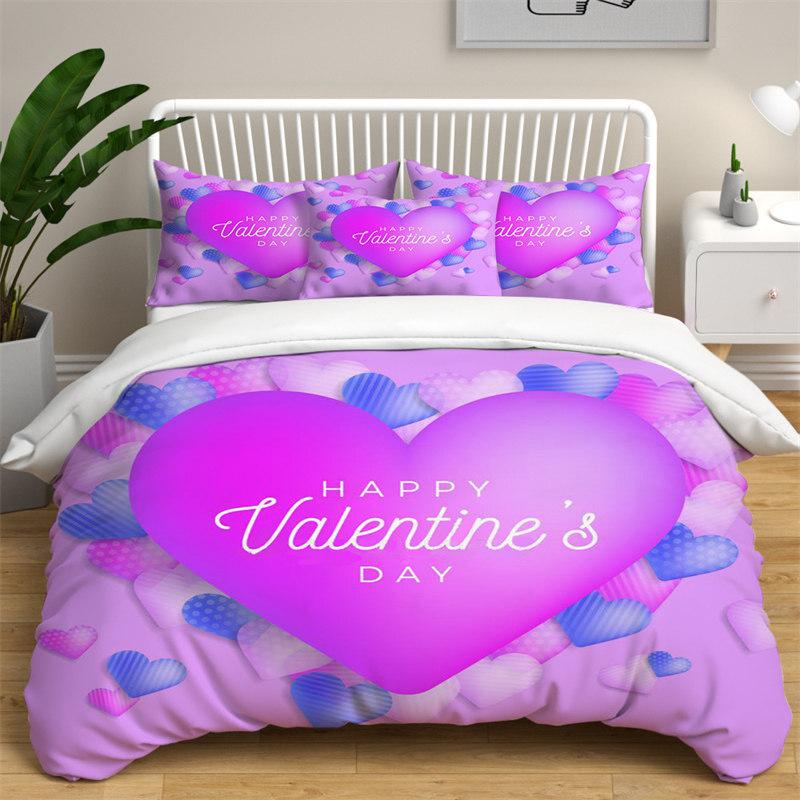 Love Heart Bedding Collections Queen Size Microfiber Romantic Wedding Duvet Cover Collection Gift For ValentineS Day For Girls Women Bedroom