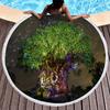 Big Tree Print Round Beach Towels, Polyester Sand Resistant Shawl Beach Blanket,Soft Absorbent Quick Dry Pool Towel Picnic Mat