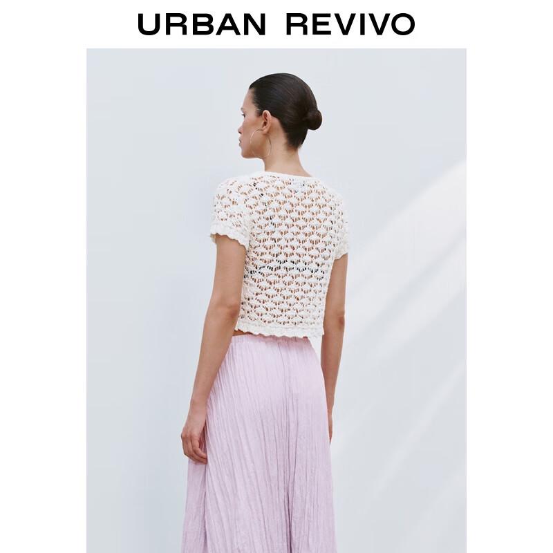 UR Women's Lace-Up Textured Short Sleeve Knit Cardigan