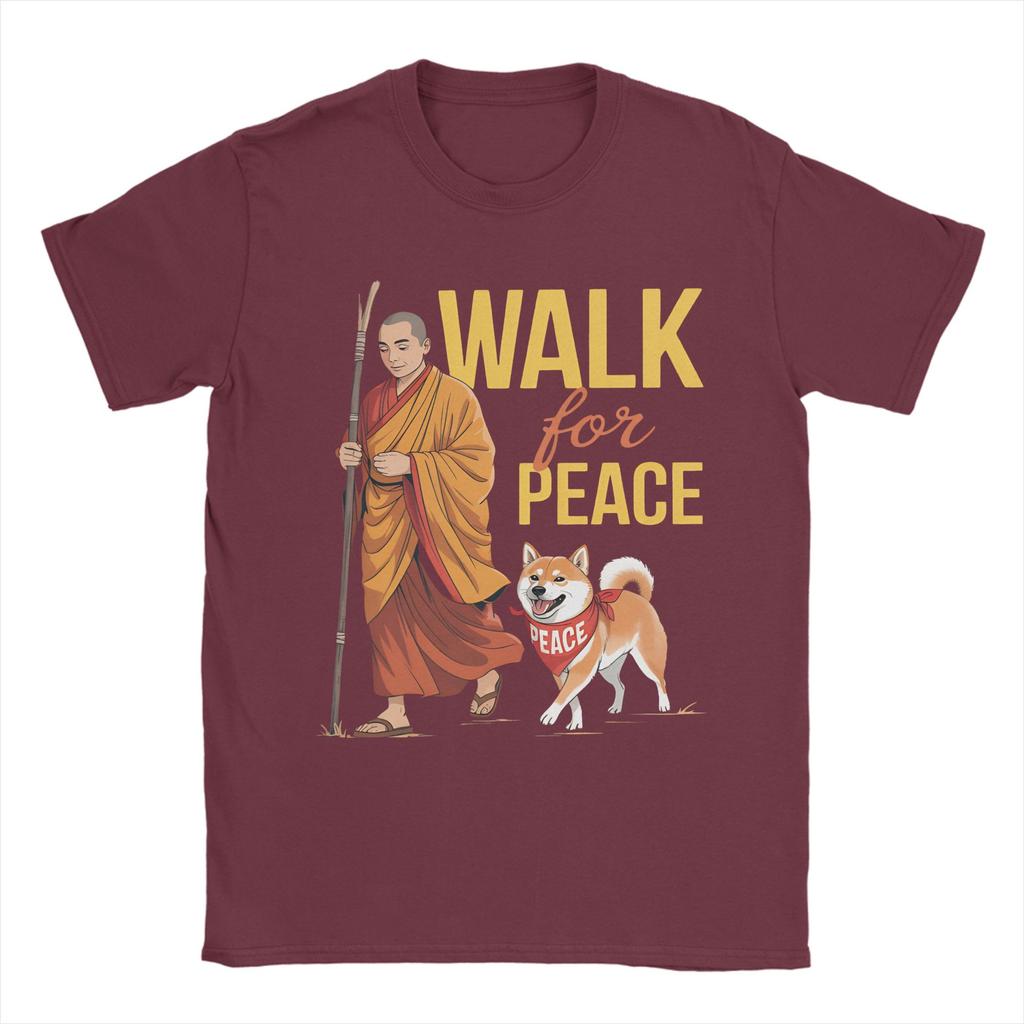 Peace Walking Monks And Aloka Dog Walk for Peace Unisex T Shirt  Amazing Tees Short Sleeve O Neck TShirt Cotton Summer Clothes