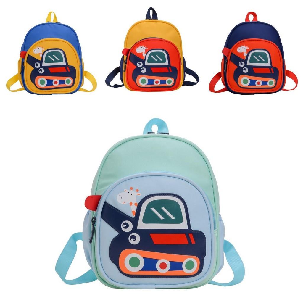 Cartoon Excavator Kids Backpack With Breathable Nylon For Preschool Boys And Girls