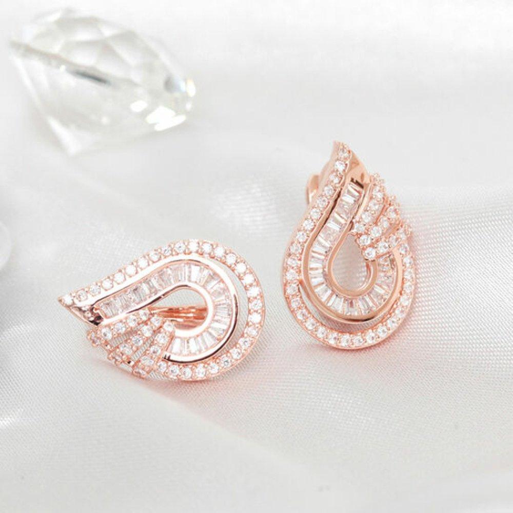 [] 14K Gf Shining Tear Gold Filled Pin Water Drop One-Touch Earrings