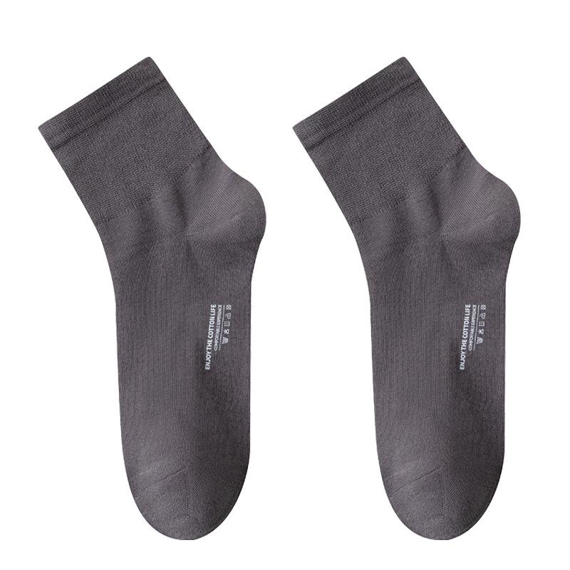 

Men s Summer Sports New Solid Color Mesh Breathable Deodorant Wicking Non Slip In The Tube Socks 1 pair темно серый