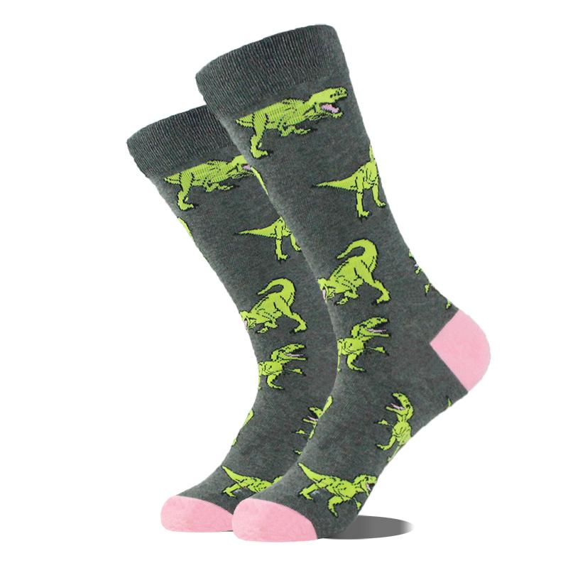 Men Dinosaur Astronaut Planet Crew Socks Harajuku Big Size Sokken Unisex Skateboard Divertidos Happy Design Hip Hop Funny Socks