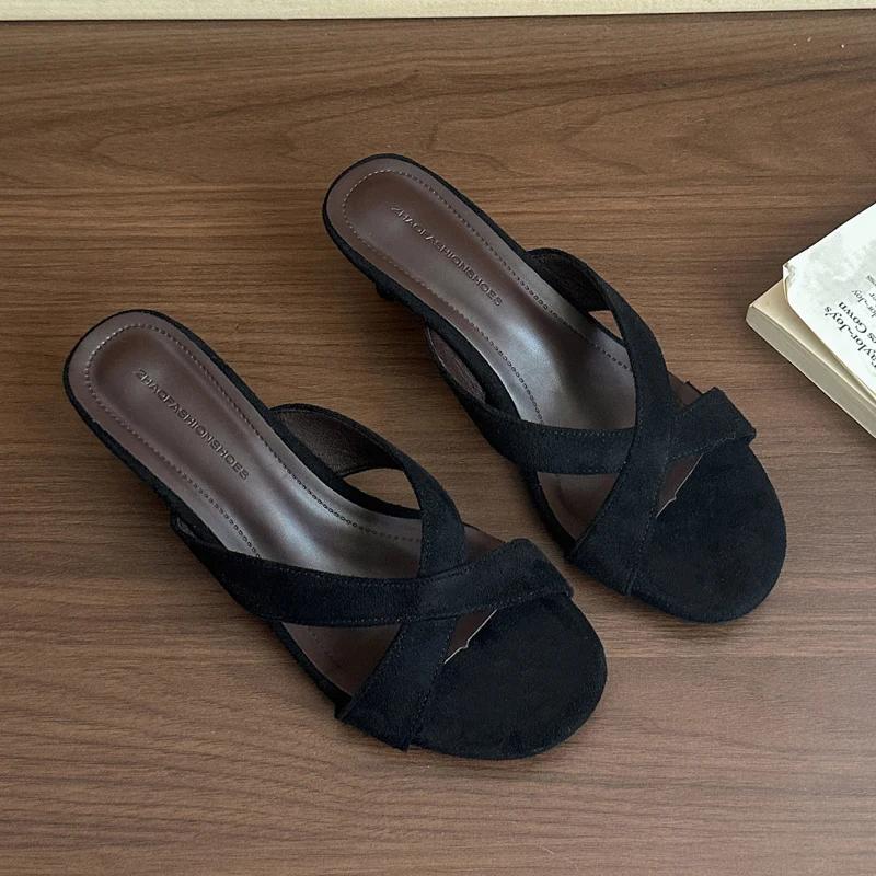 Women Slippers High Heels Shoes Elegant Sexy Woman Pumps 2025 Summer Luxury Dress Sandals New Party Sandalias De Mujer