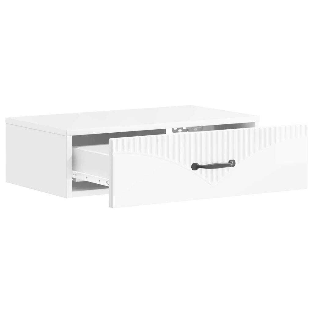 Wall Mounted Side Table Glossy White 59 x 34.5 x 17 cm
