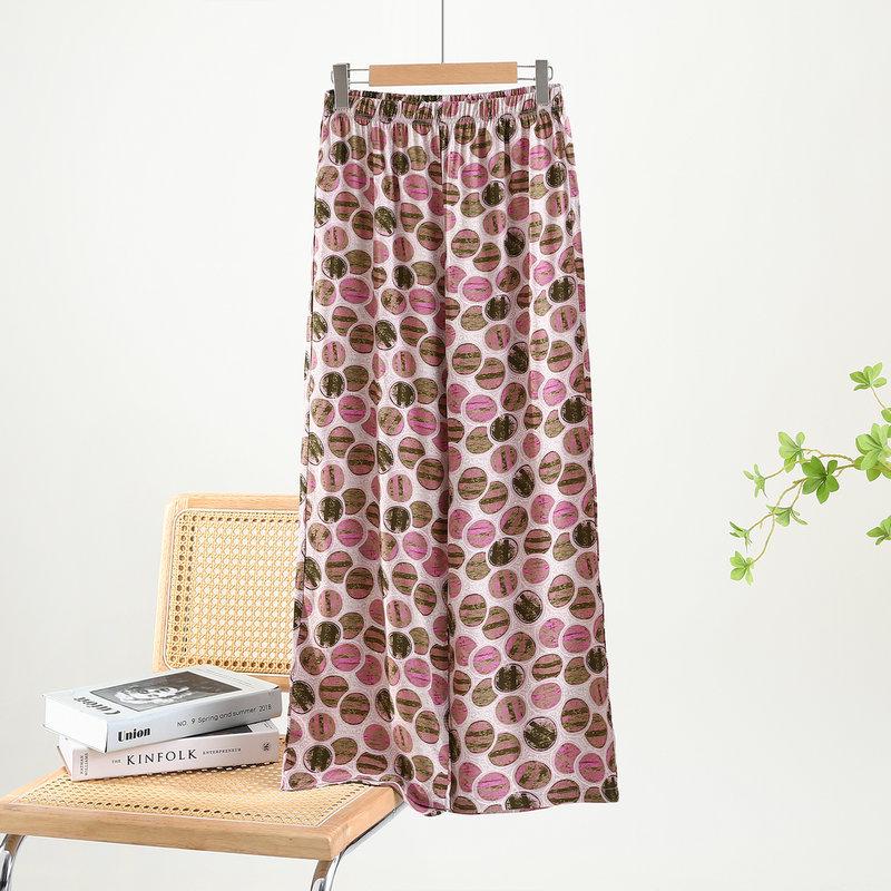 Women's Loungewear: Cotton Silk Loose Wide-Leg Pajamas - Summer Casual Trousers, Wearable Outdoors