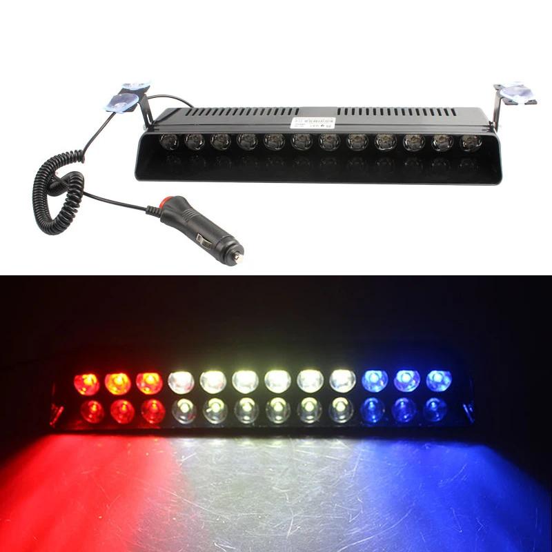 

12 В автомобильный стробоскоп мигающие огни лампа 12 светодиодов аварийная сигнальная лампа на присоске для лобового стекла грузовика мигает красным/белым/синим цветом