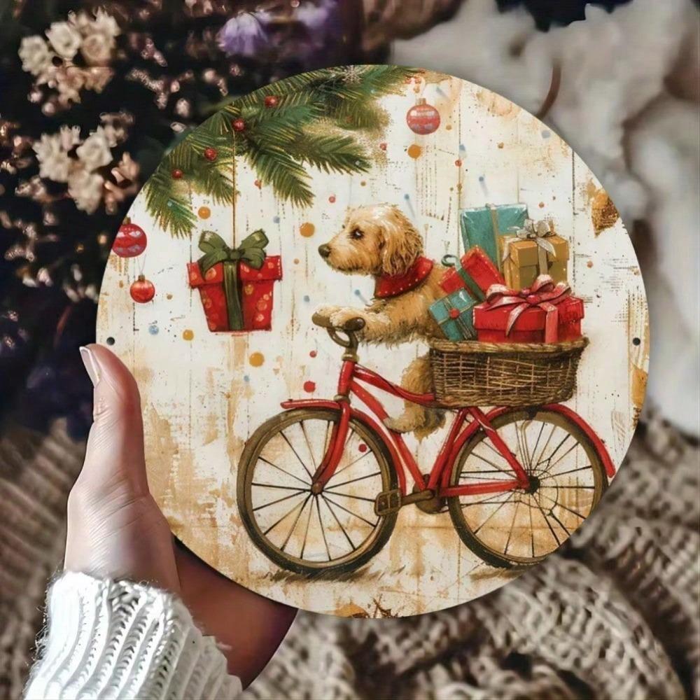 Vintage Merry Bike Ride Aluminum Sign Dog Cycling Gifts Wall Art Rustic Farmhouse Home Decor