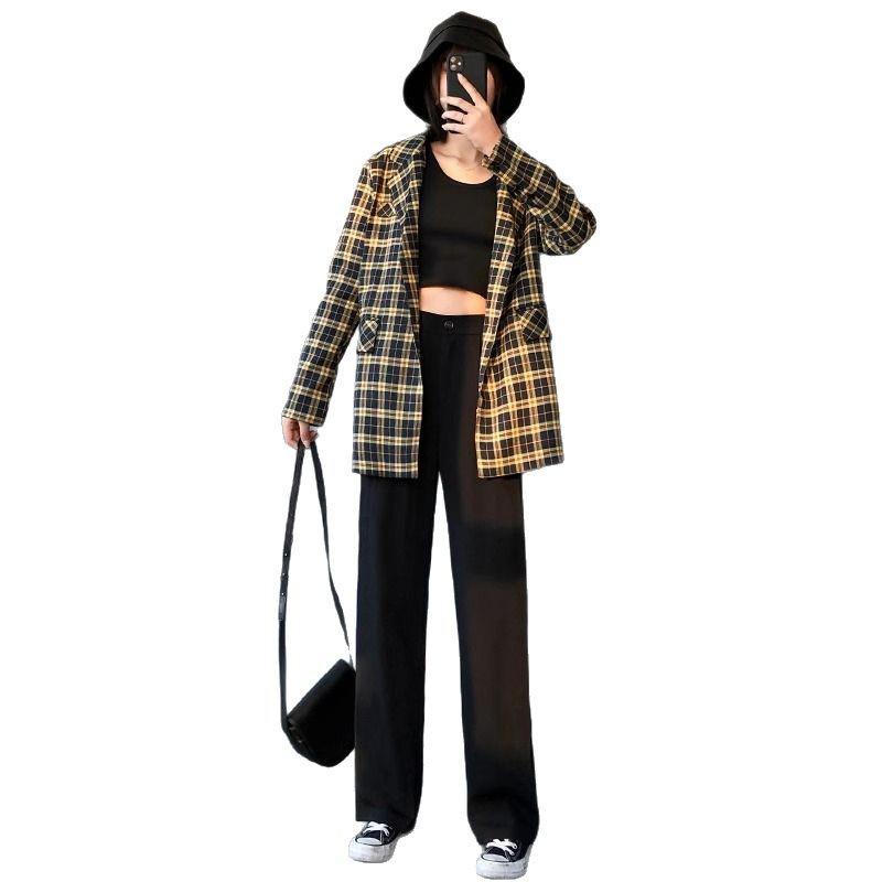 Women's High Waist Wide-Leg Trousers - Slimming, Loose Fit, Plus Size, Floor-Length, Perfect for Spring & Autumn.