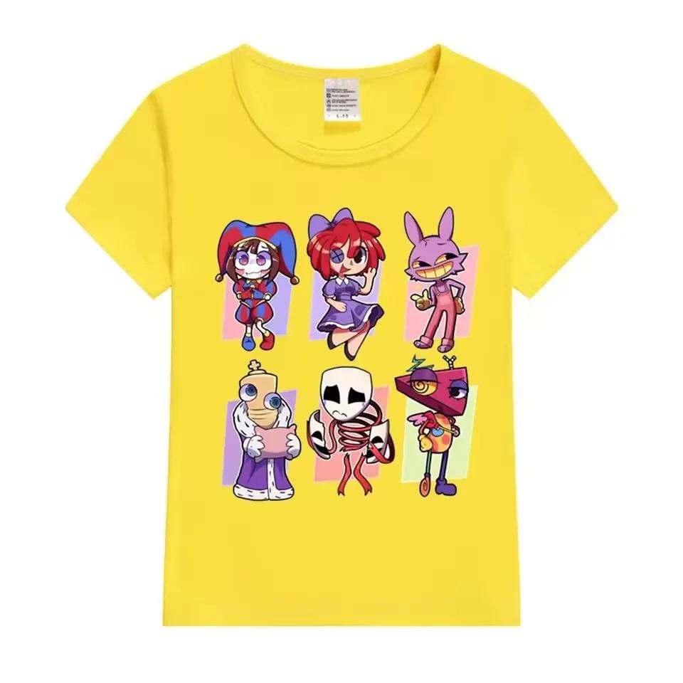 Summer Cotton Children T-Shirts The Amazing Digital Circus Short Sleeve Boy Girl Cartoon Pomni Baby Top Casual Kids Clothes Tees