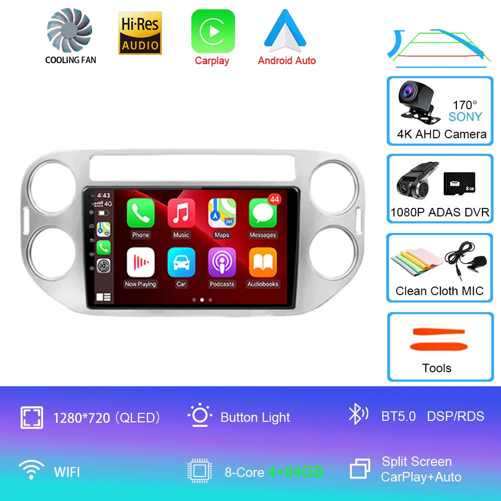 Car Radio Android 14 Wireless CarPlay Auto for VW Volkswagen Tiguan 1 NF 2006-2016 Multimedia Video Player Stereo GPS 2din Navi