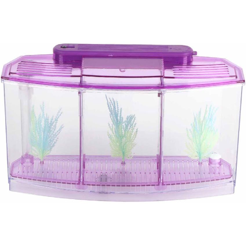 LIZEALUCKY Betta Fish Tank, Adjustable LED Light Acrylic Aquarium with Water Change Valve, Small Fish Tank Starter Kit for Office Home Room Decor