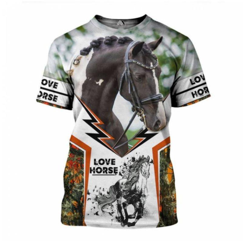 3D Print Horse T-Shirts Unisex Fashion Women's Tee Shirt Large Loose O-Neck T-Shirt Casual Short Sleeve T Shirt Horse Clothes