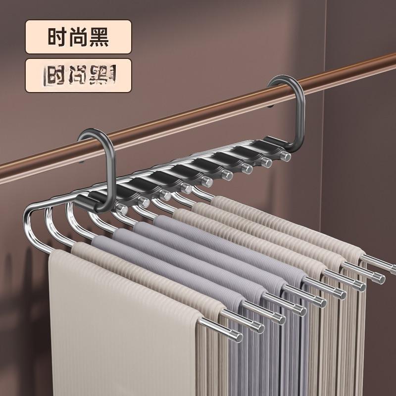 

Non-Slip Multi-Layer Pants Hanger, Foldable Trouser Rack for Closet Organizer, 9-Tier Pants Holder with Anti-Scratch Rubber чорний