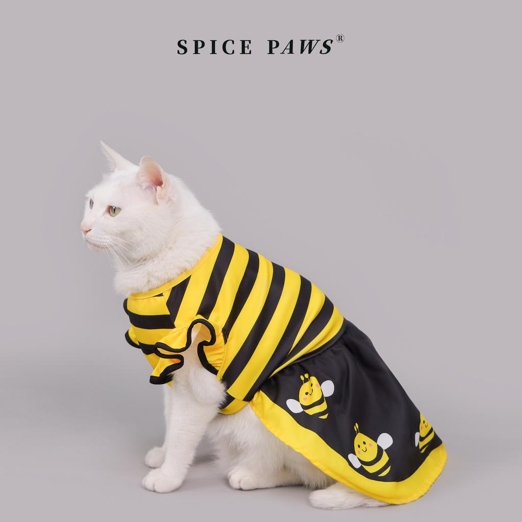 Dog Dress Cute Bee, Pet Bee Costumes, Yellow Cartoon Bumble Bee Stripes Dog Kitten Cat Puppy Pet Apparel for Party Halloween