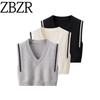 Za Autumn New Women clothes 2025 Western Style Versitile Fashion Short Loose Overlapping V-neck Sweater vest Vest