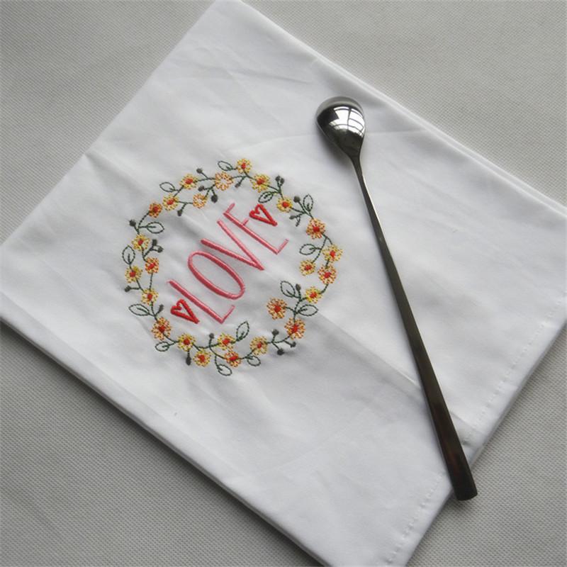 

1Pc Home Embroidered Napkin Baking Gourmet Western Food Background Cloth White Kitchen Tea Towel 45x65cm 45x65cm&1pc